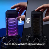 HyperX QuadCast S - Micrófono de condensador USB, iluminación RGB, soporte de choque antivibración, cuatro patrones polares, filtro pop, control de ganancia, para PC, PS4, PS5 y Mac, Negro