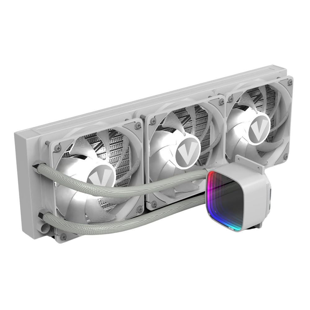 Vida Aquilo - Enfriador de CPU líquido ARGB de 360 mm, 3 ventiladores ARGB PWM, cabezal de bomba RGB con espejo infinito, color blanco