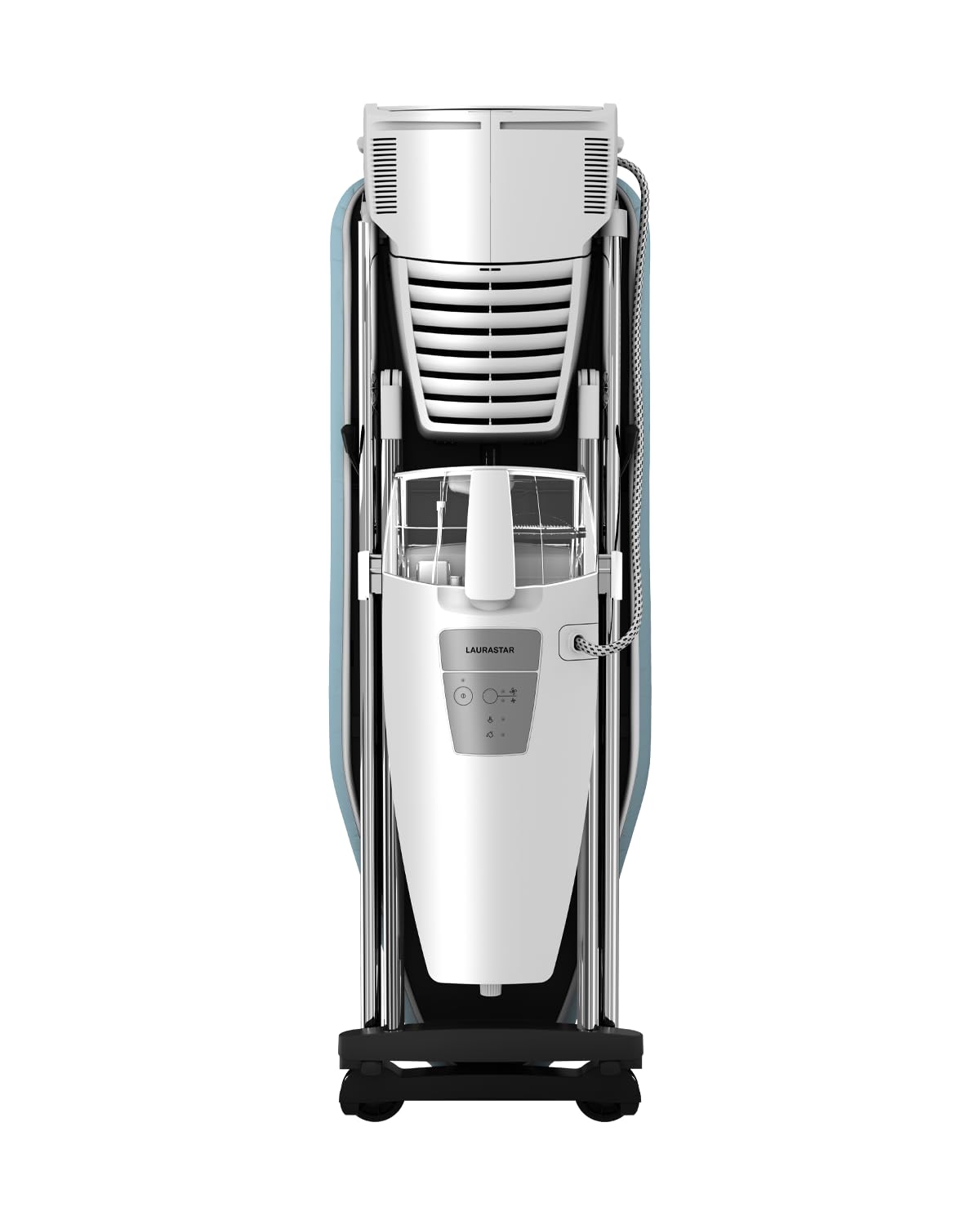 Laurastar S Pure Sistema de planchado, Vapor Higiénico que Elimina las Bacterias y los Ácaros, Tabla Activa, ruedas, Depósito Extraíble, Pearl Blue