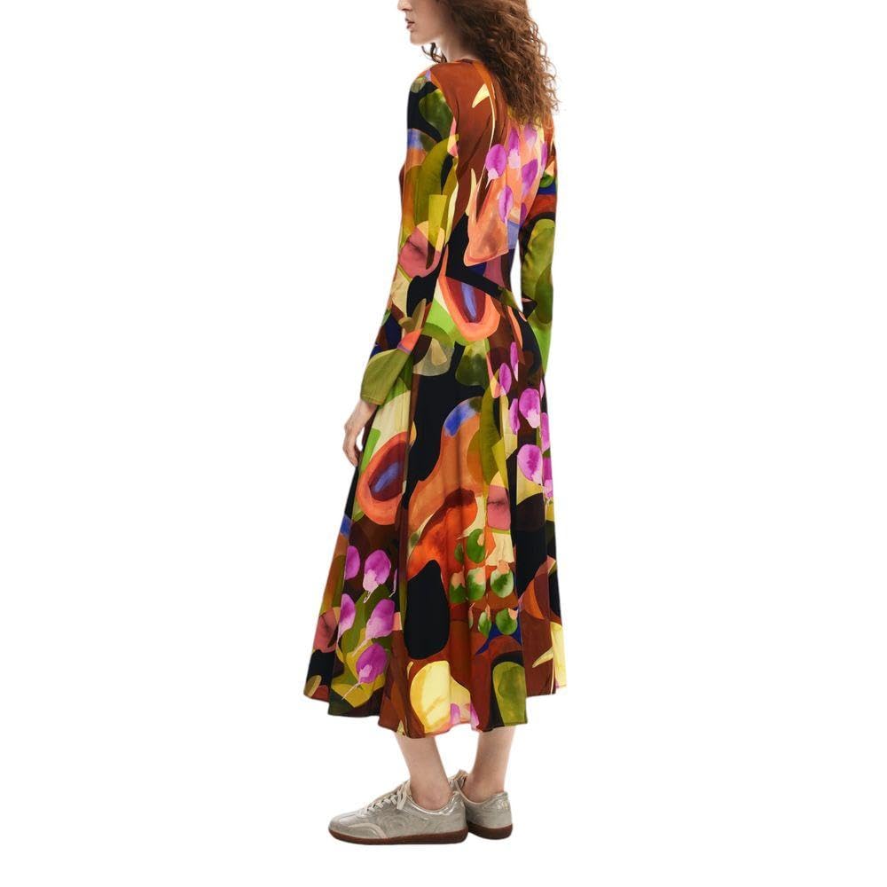 Desigual Vestido de Manga Larga para Mujer, marrón, L