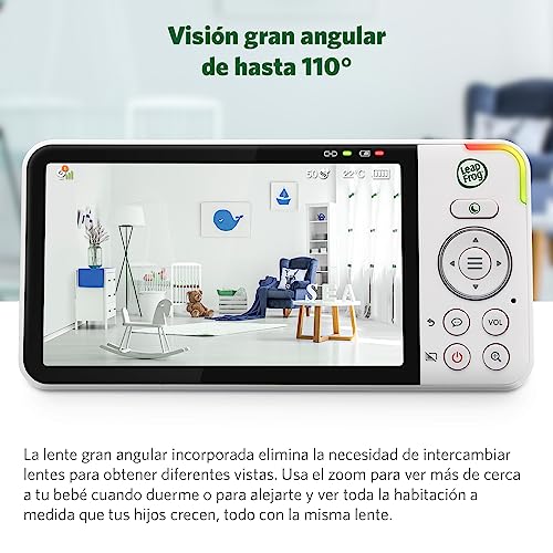 LeapFrog LF915HD Baby Surveillance Camera with Night Light 5" HD Screen Baby Monitor with Camera, 360° Translation and Tilt, 8X Zoom, Night Vision, Smart Sensor