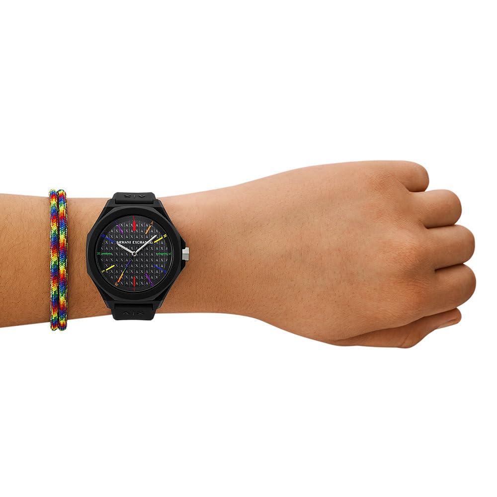 Armani Exchange Orologio da Donna, Movimento al quarzo a tre lancette e cassa da 40 mm con cinturino in Silicone, Conjunto Negro