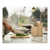 Joseph Joseph Fusion Cuchillos de Cocina Profesionales, Cuchillo Carnicero y Tijeras, Acero Inoxidable Japones, 5 piezas, Bloque de Madera