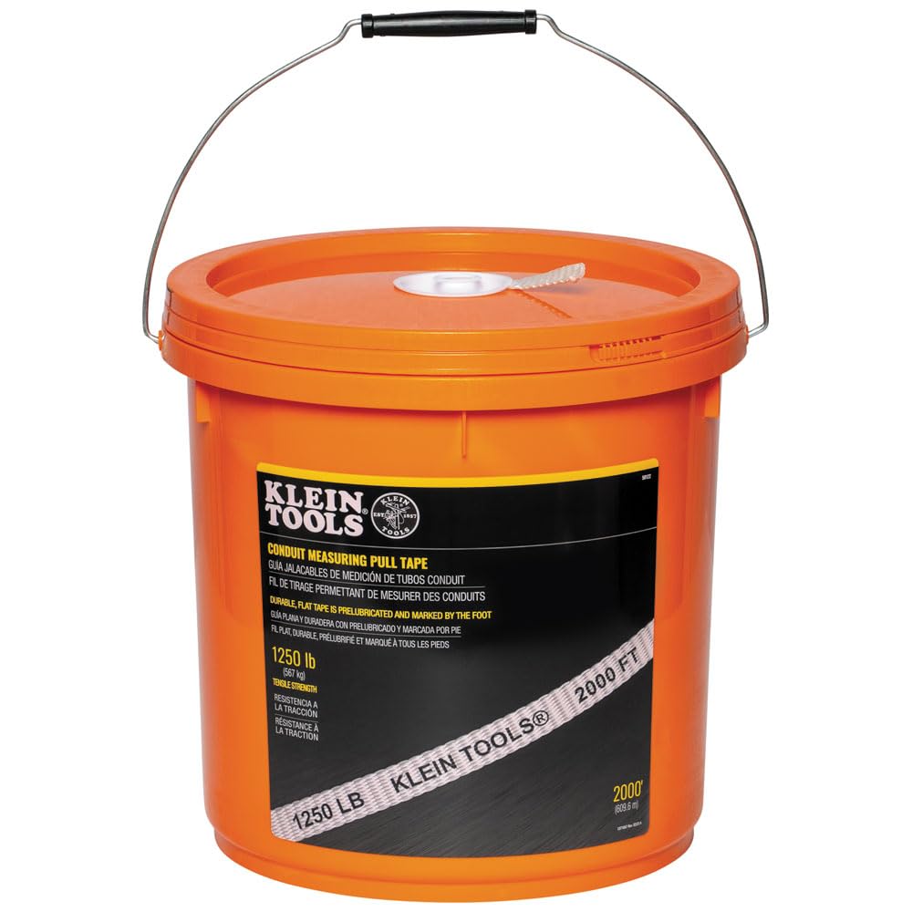 Klein Tools 50122 Cinta métrica de conducto para tracción de cables y cables resistentes, 1200 libras x 2000 pies de largo