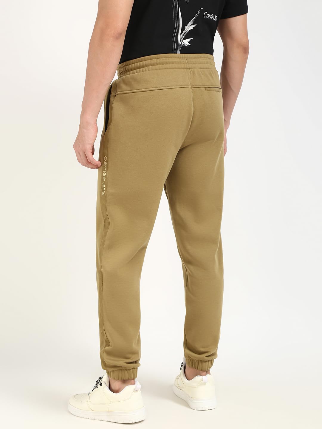 Calvin Klein Pantalón de chándal Hombre Logo Tape Pant con cordón, Verde (Gothic Olive), XS