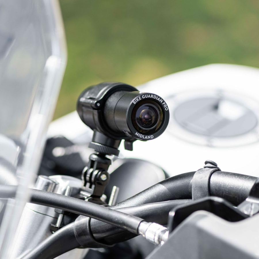 Midland - Bike Guardian PRO, Dashcam y Cámara Acción Moto 2K, Cámara Coche Grabadora y Moto con Sensor Sony, Estabilización Avanzada, Impermeable IP65, Streaming en Vivo, 2H Autonomía, Accesorios Moto