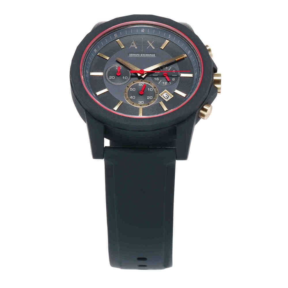 Armani Exchange Reloj Hombre, Movimiento cronógrafo, 47mm Caja de silicona azul con correa de silicona, AX1335