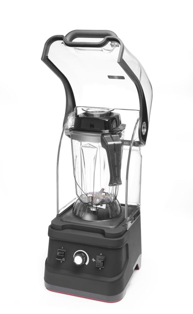 HENDI Batidora profesional con cubierta insonorizada, control manual, jarra de policarbonato resistente al calor y frío, velocidad variable, 230V, 1680W, 250x300x(H)540mm, ABS, acero inoxidable