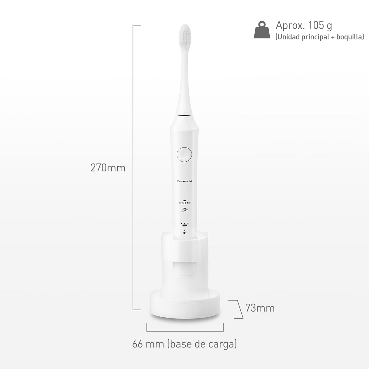 Panasonic EW-DL83-W803 Cepillo de Dientes Eléctrico Sónico (Control de Presión, Temporizador de cepillado, 2 Modos, Indicador LED, Inalámbrico, 100% Lavable), Color Plata