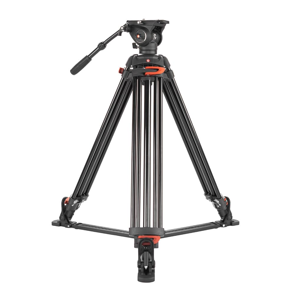 Caruba Videostar 188 Pro - Trípode de vídeo Robusto, Estable y versátil para un posicionamiento preciso de la cámara - Tornillo de liberación rápida de 1/4" - Carga máxima de 15 kg