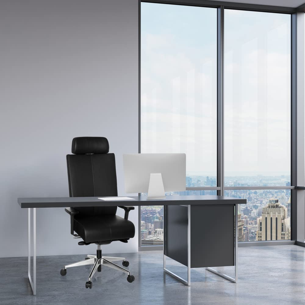 hjh OFFICE 608600 Silla de Oficina Pro-Tec XXL Cuero Negro, Silla giratoria, para Personas Altas, cargable hasta 150 kg