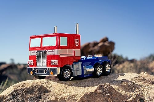 Jada Transformers Converting RC Optimus Prime - Coche de Control Remoto Modelo G1 Original - 30 cm de Largo en Modo camión, pie 35 cm de Alto Convertido en Modo Autobot con Luces Sonidos y Voz