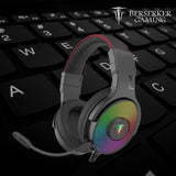 BERSERKER Auriculares Gaming con Sonido Estéreo 7.1, Micrófono Desmontable, Control de Volumen, RGB, Cable 2,1 m, USB