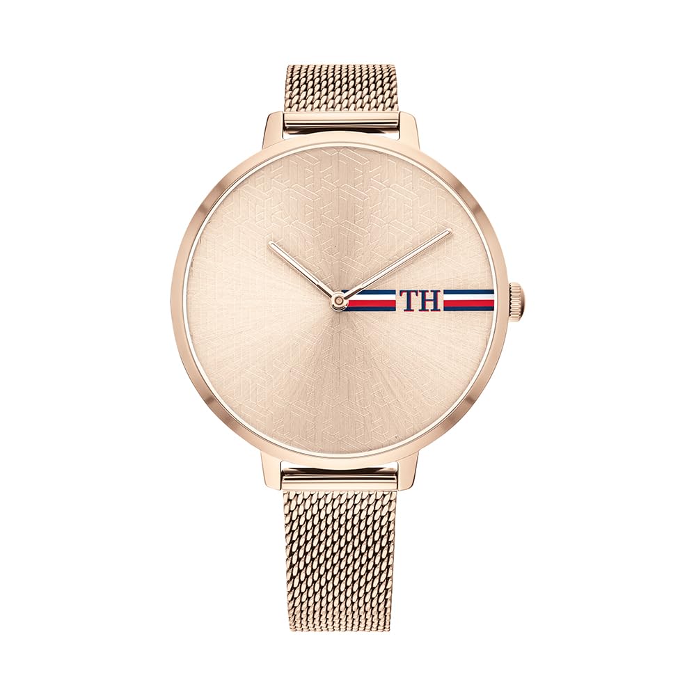 Tommy Hilfiger Reloj Analógico de Cuarzo para Mujer con Correa de Malla de Acero Inoxidable de Oro Rosa - 1782158