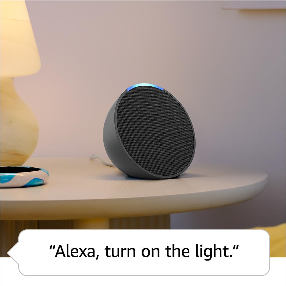 Echo Pop | versión internacional | Altavoz compacto inteligente con wifi, Bluetooth y de sonido potente con Alexa | Color Antracita | Idioma portugués no disponible