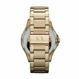 Armani Exchange Relojes de hombre, Movimiento de cuarzo multifunción y caja de 44 mm con correa de acero inoxidable, Tono dorado y negro azabache