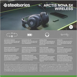 SteelSeries Arctis Nova 5X Cascos Xbox Inalámbricos - Xbox, PC, Switch 2, móvil - Controladores magnéticos de neodimio - Más de 100 preajustes - Batería de 60 horas - 2,4 GHz o BT - Micro Gen2.X