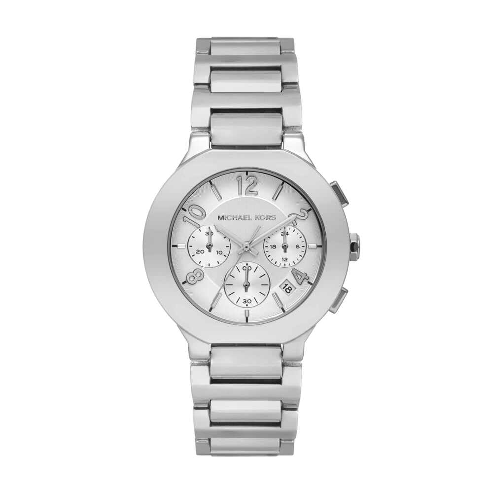 Michael Kors Reloj Gramercy para Mujer, Movimiento cronógrafo de Cuarzo con Correa de Acero Inoxidable, 40 mm, Tono Plateado