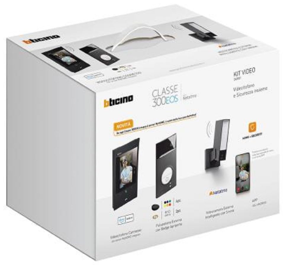 Bticino Videoportero Interior Conectado y Lugar Exterior, Kit Clase 300EOS con Netatmo, instalación fácil, Compatible con Alexa