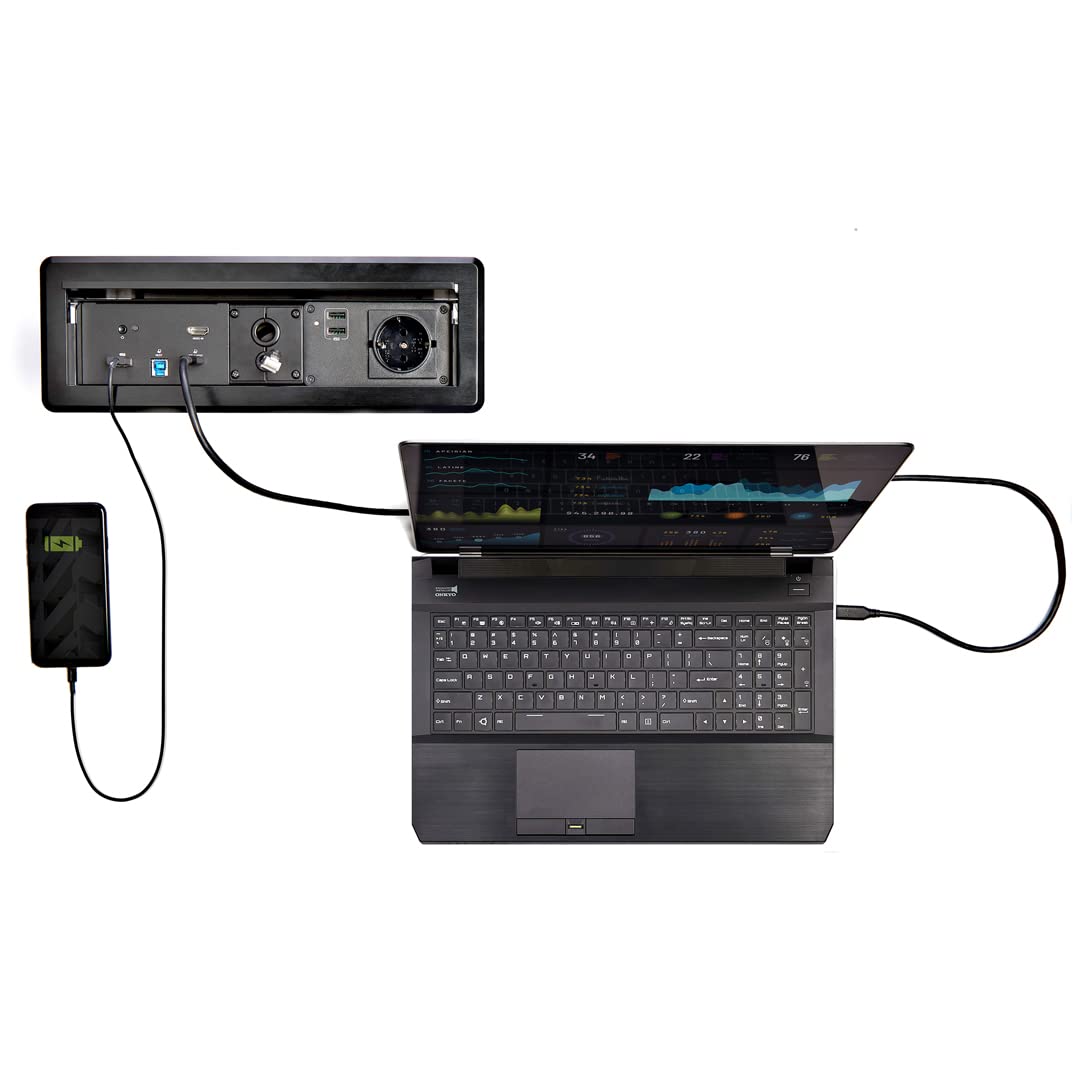 StarTech.com Caja de Conectividad para Mesa de Juntas - Módulo de Conexiones con Docking Station y Alimentación - HDMI PD (KITBXDOCKPEU)