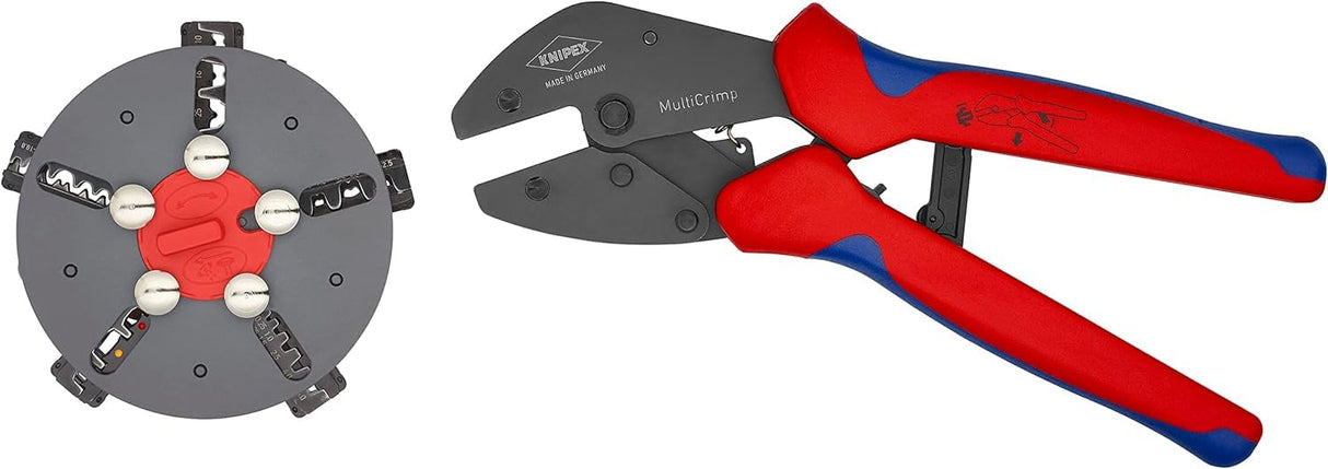 Knipex MultiCrimp® Alicate crimp con porta-mordazas bruñido, con fundas multicomponentes 250 mm 97 33 02