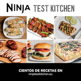 Ninja MAX 6 en 1 Freidora de aire y parrilla de interior, 6 funciones de cocción sin humo, cocina hasta 6 hamburguesas, capacidad de 3,8 l, incluye termómetro digital para carne, gris/plata, DG551EU