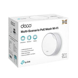 TP-Link Deco X50-PoE(3-Pack)- AX3000 Dual Band Wi-Fi 6 Mesh, Soporta alimentación PoE y DC, Puerto 2.5Gbps, Alcance hasta 600m², WPA3, Ideal para Casas Grandes