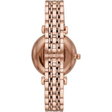 Emporio Armani Reloj Mujer, Movimiento de dos manecillas, 32mm Caja de acero con correa de acero, AR11244, Tono oro rosa y purpurina blanca