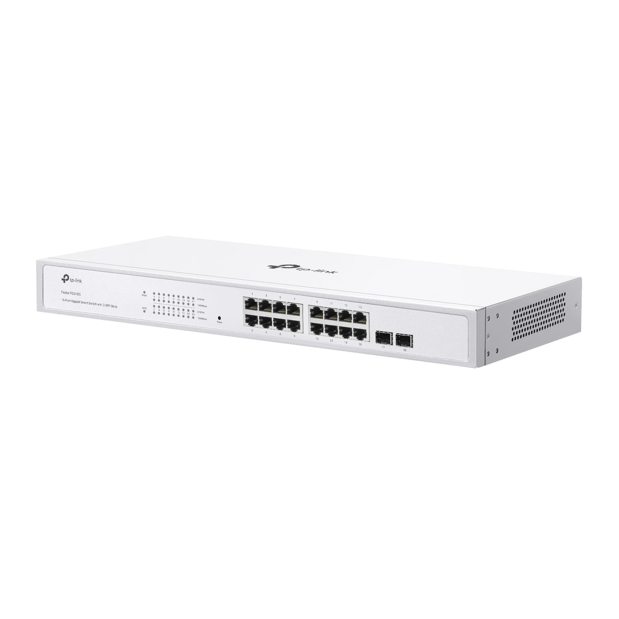 TP-Link Festa FS318G Switch Gigabit de 16 Puertos con Gestión en la Nube, Operación Silenciosa, Optimo para Empresas Medianas, Seguridad y Control de Tráfico de Red