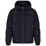 Armani Exchange Icon Project, Logo Embossed Patch, Shiny Nylon Chaleco de Plumas, Azul Marino Profundo, XL para Hombre