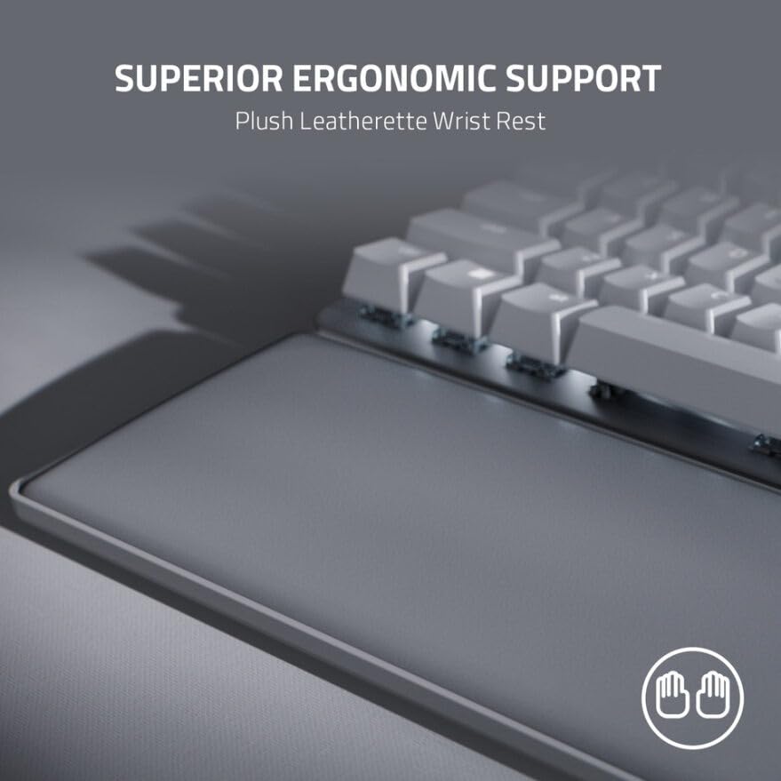 Razer Pro Type Ultra - Teclado Mecánico Inalámbrico para Máxima Productividad (Interruptores Amarillos Silenciosos y Lineales, Almohadilla de Piel Sintética, Dongle Multidispositivo, Bluetooth)
