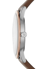 EMPORIO ARMANI Watch For Men, Quartz Three Hand Date Movement and 43mm Case Size with Leather Strap