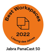 Jabra PanaCast 50 Barra de vídeo panorámico 4K, Cámara de videoconferencia para salas pequeñas y medianas, Campo de visión de 180° y 8 micrófonos, Conector UE, Negro