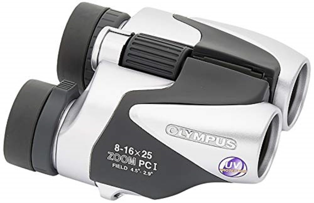 Olympus 8-16 x 25 Zoom PCI - Prismático, Plata y Negro