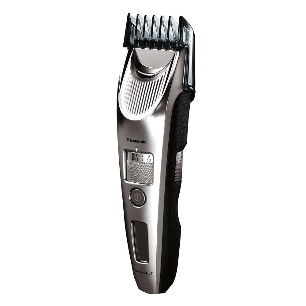 Panasonic ER-SC60-S803 Cortapelos para Hombres, Trimmer Portátil Impermeable, Cuchillas Optimas, 20 Ajustes de Longitud, 2 Accesorios, Inalámbrico y con Cable, Soporte de Carga, Plateado