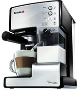 Cafetera para espresso, cappuccino y latte Breville PrimaLatte | Bomba italiana con 15 bar | Adecuado para café molido y monodosis | Depósito para tratamiento de leche integrado | Color Plata
