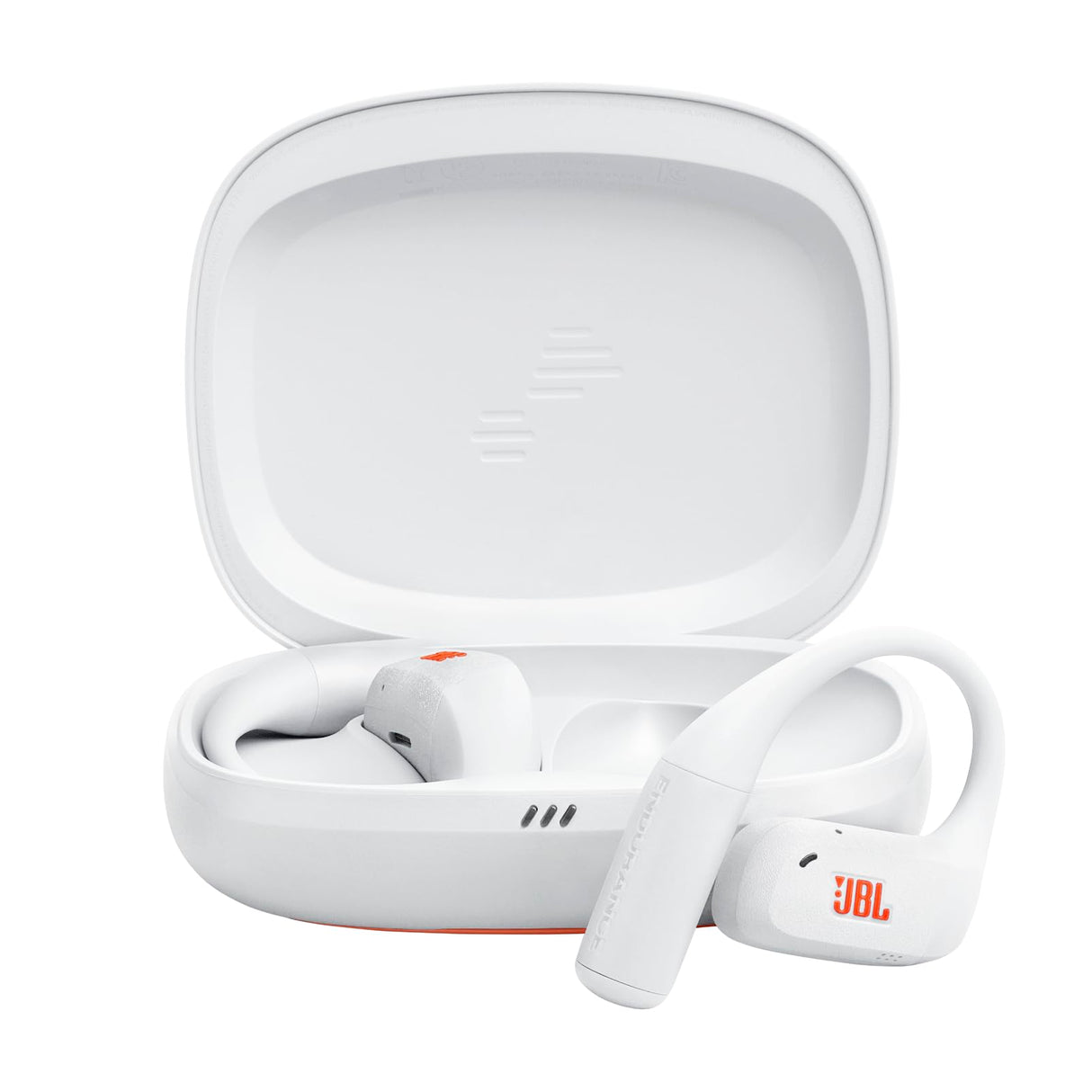 JBL Endurance Zone Auriculares Deportivos inalámbricos Abiertos True Wireless, diseño ergonómico de Gancho, OpenSound, 32 h de autonomía, Resistencia IP68, Google Finder, Blanco