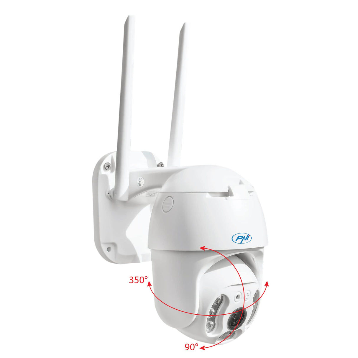 PNI Cámara de videovigilancia IP65 Live PTZ 5MP, gsm 4G, Ranura para Tarjeta Micro SD, detección de Movimiento, detección de Silueta Humana, Exterior IP66, LED IR y LED Blancos