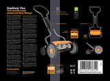 Fiskars Cortacésped manual, Cortacésped cilíndrico con sistema de corte sin fricción de las cuchillas, Largo de corte: 43 cm, StaySharp Plus, Negro/Naranja/Plateado, 1015649