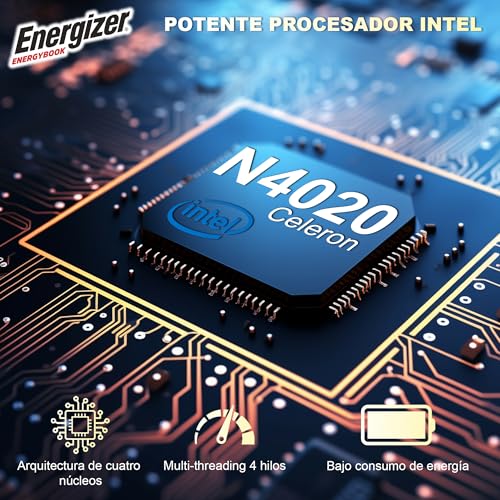 Energizer EnergyBook: portátil de 15,6'' HD+, Intel Celeron, 8 GB de RAM, SSD de 256 GB, gráficos UHD, Windows 11, Teclado QWERTY (Interfaz), USB 3.0, HDMI