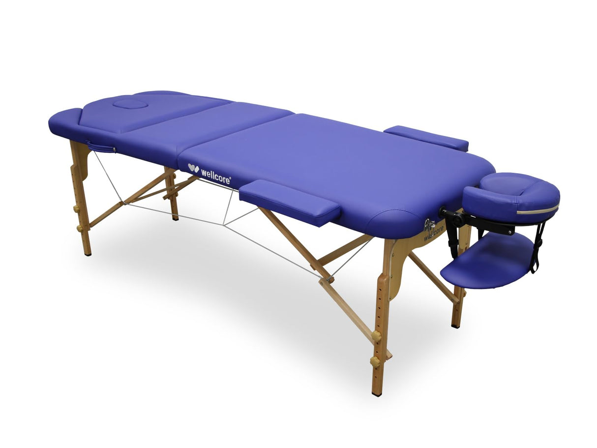 QUIRUMED Camilla de Masaje Plegable de Madera WELLCORE, con Respaldo abatible, Plus, 185 x 65 cm, Polipiel, Altura Regulable, Cabezal extraíble, Agujero Facial, Color Blanco, hasta 225 kg