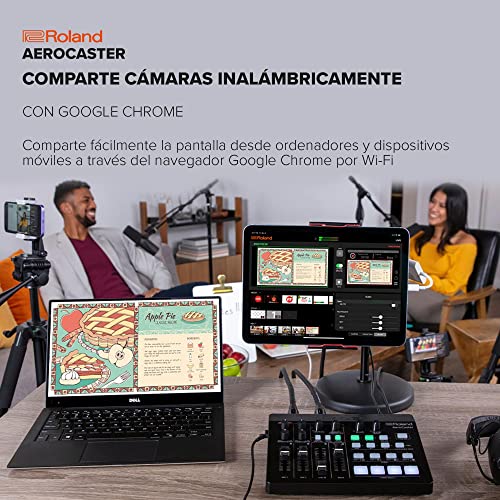 Sistema de livestreaming Roland AeroCaster VRC-01 — Potente solución de producción multicámara inalámbrica con interfaz de audio/controlador de hardware y completa app para iPad