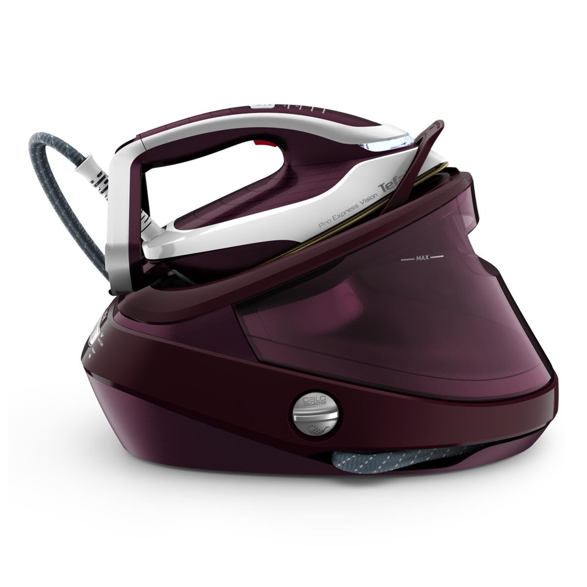 Tefal GV9810 Pro Express Vision - Plancha de vapor con luz LED inteligente en la plancha, potente presión de 8,3 bares, vapor de 180 g/min, 680 g/min de vapor extra, sistema antical, color rojo y