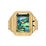 Fossil Reloj Raquel para Mujer, Movimiento de Cuarzo a Dos Agujas con Correa de Acero Inoxidable, Tono Dorado y Verde Azulado