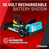 Razor Ground Force Elite - Go Kart Eléctrico para Niños 13+ con Marcha Adelante y Marcha Atrás, Velocidad Máxima de 14 mph, Autonomía de 40 Minutos, 350W con Batería de 36V 5Ah - Negro y Azul