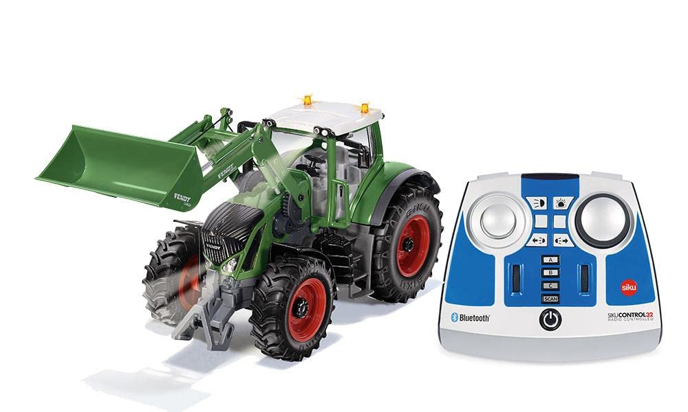 siku 6796, Tractor Fendt 933 Vario con cargador frontal, Verde, Metal/Plástico, 1:32, Teledirigido, Incl. mando a distancia bluetooth y accesorios, Control posible mediante app móvil