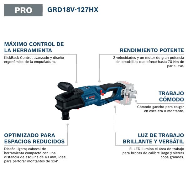 Atornillador angular a batería GRD 18V-127 HX con Bosch Professional 18V System