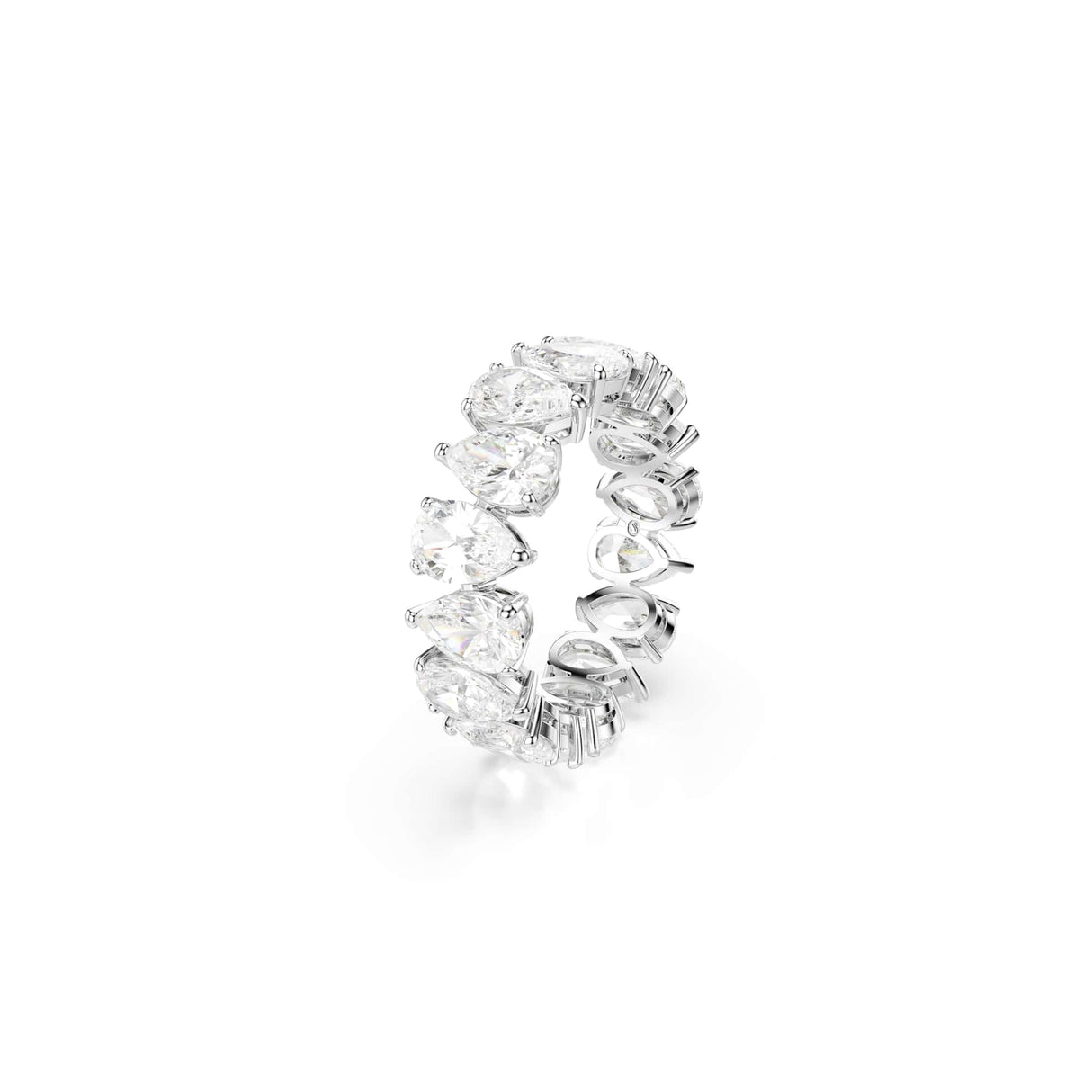 Swarovski Anillo Matrix Vittore, Talla pera, Blanco, Acabado en tono plateado