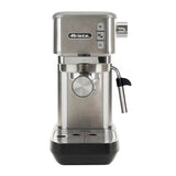 Ariete 1380 Cafetera de metal, compatible con café en polvo y monodosis ESE, 1300 W, capacidad 1,1 L, 15 bar de presión, filtro ½ tazas, dispositivo capuchino, plata