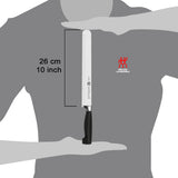 Zwilling 31081261 Cuchillo para jamón de cuatro estrellas con hueco, acero inoxidable especial, fusión especial, plástico, 25 cm, negro